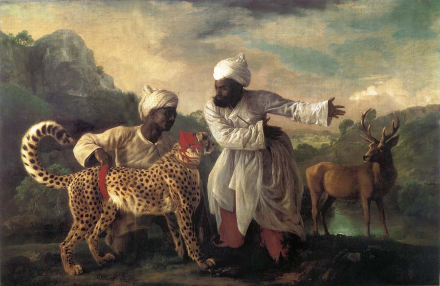 Cheetah and Stag with two indians